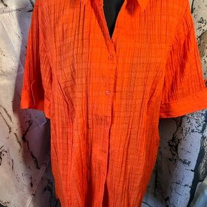 Liz & Me Orange Button Down‎ Shirt Lightweight